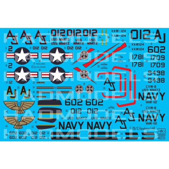 Decal for 1/48 E-2B/C VAW-124 (with 'TheFinal Countdown' VAW-112 B version)