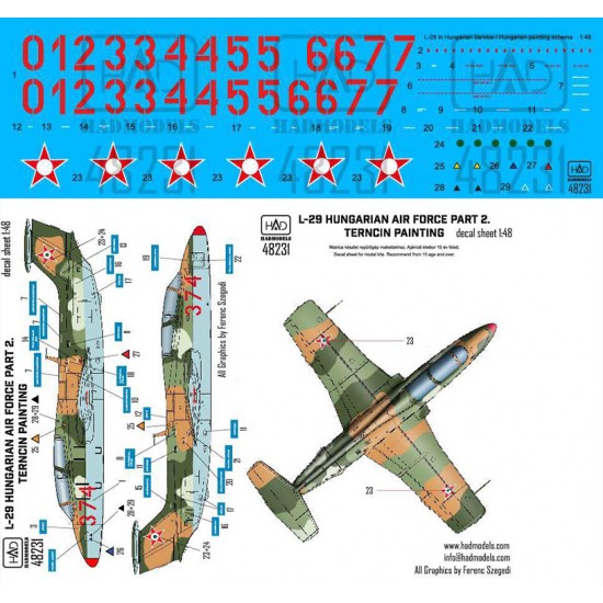 Decal for 1/48 L-29 in Hungarian Service / Trencin painting scheme