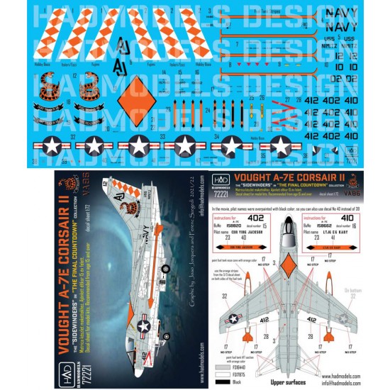 Decal for 1/72 A-7E VS-86 Corsair Sidewinders 'Final Countdown' Collection