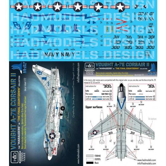 Decal for 1/72 A-7E Corsair VA-82 Marauders 'Final Countdown' Collection