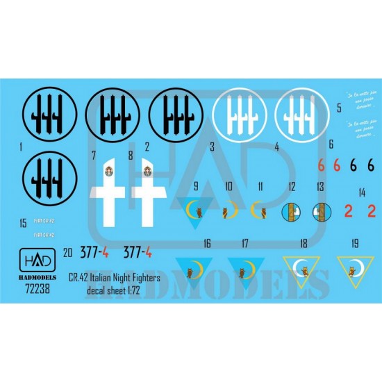 Decal for 1/72 CR-42 Italian Night Figthers