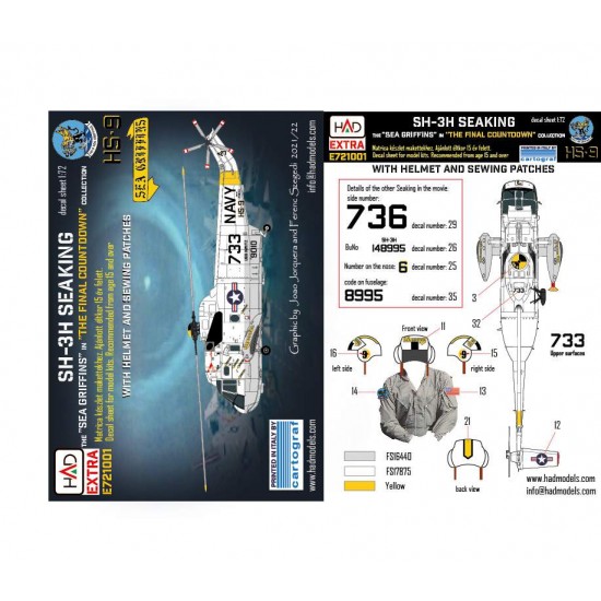 Decal for 1/72 SH-3H Seaking 'Final Countdown' Movie Collection Extended