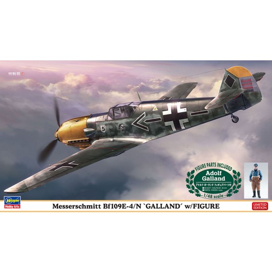 1/48 WWII German Fighter Messerschmitt Bf109E-4/N Galland w/Figure