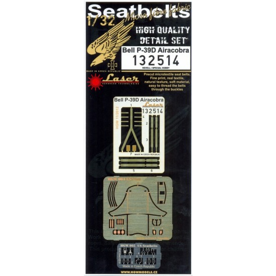 1/32 Bell P-39D Airacobra Seatbelts (Laser Cut) for Revell / Special Hobby kits