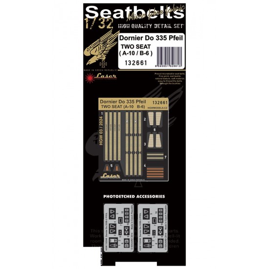 1/32 Do335 Pfeil Textile Seatbelts for 2 Seats