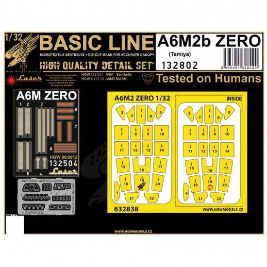 1/32 A6M2 Zero Seatbelts and Masks for Tamiya kits [Basic Line]