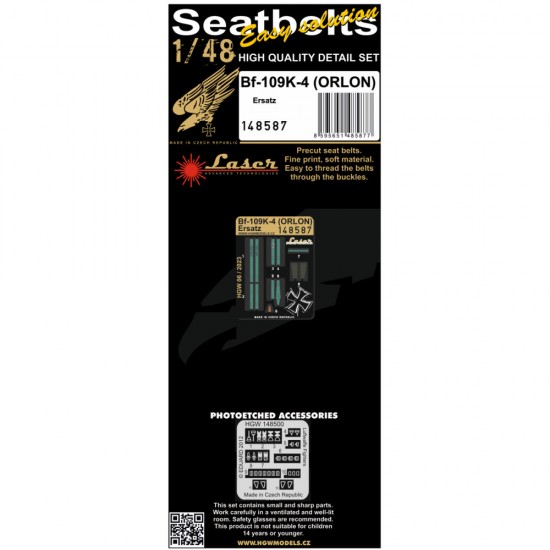 1/48 Bf 109K-4 Orlon Seatbelts for Ersatz kits