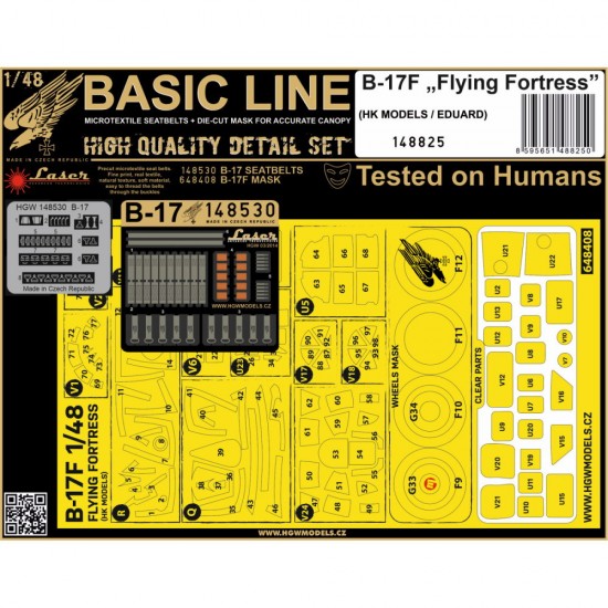 1/48 B-17F Flying Fortress Seatbelts and Masks for HK Model/Eduard kits [Basic Line]