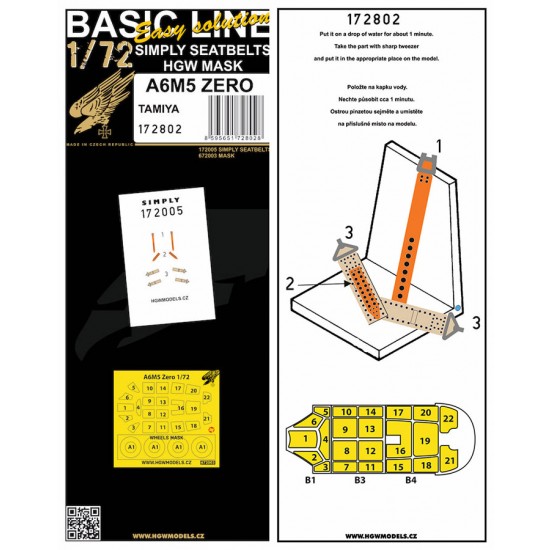 1/72 Mitsubishi A6M5 Zero Seatbelts & Masking for Tamiya kits [Basic Line]