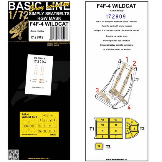 1/72 F4F-4 Wildcat Seatbelts & Masking for Arma Hobby Kit [Basic Line]