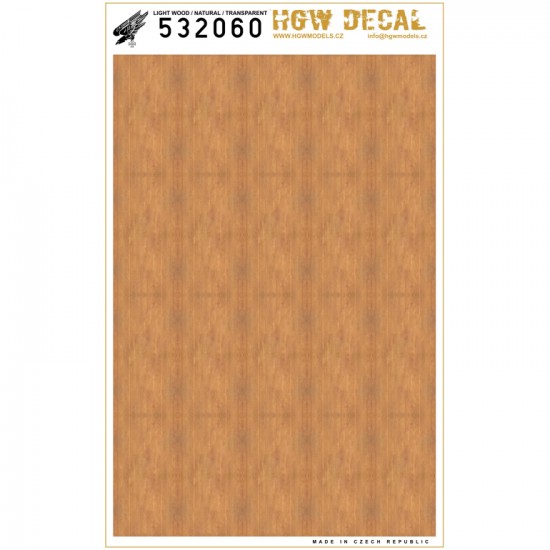 1/32 Light Wood - Natural Tone Decals (transparent, no grid, sheet: A4)