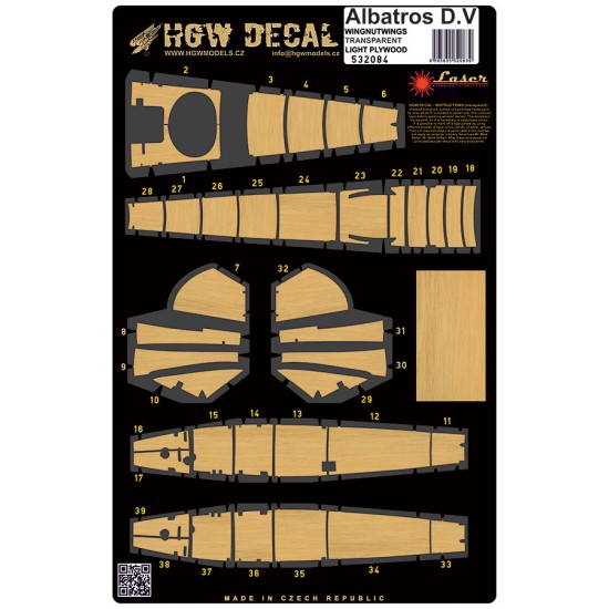 1/32 Albatros D.V Plywood Decals for Wingnut Wings kits