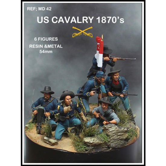 54mm US Cavalry 1870s (6 metal figures)