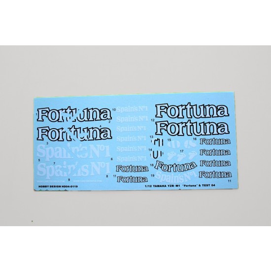 1/12 Yamaha YZR-M1 "Fortuna" and "Test" 2004 Decals