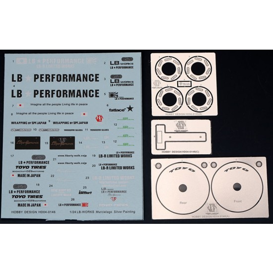 1/24 LB-Works Murcielago Silver Decals & PE Paint Mask for #HD03-0500