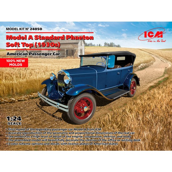 1/24 Model A Standard Phaeton Soft Top 1930s American Passenger Car