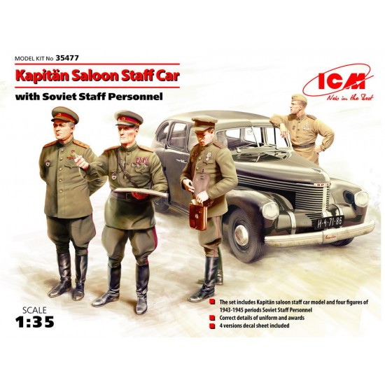 1/35 Kapitan Saloon Staff Car w/Soviet Staff Personnel (1 Model kit with 4 Figures)