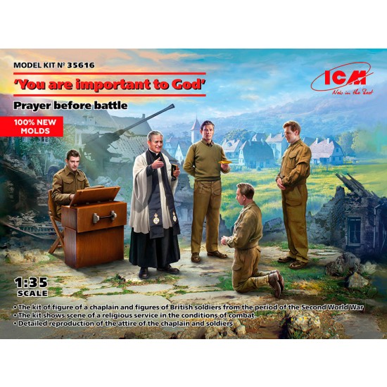 1/35 WWII British Soldiers and Chaplain - Prayer Before Battle 'You are important to God'