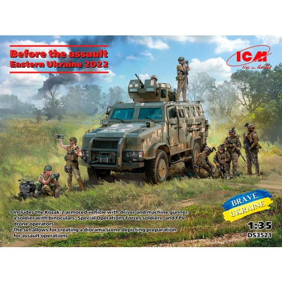 1/35 Kozak-2 Armoured Vehicle with Figures - Before the Assault, Eastern Ukraine 2022