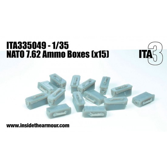 1/35 NATO Small Arms 7.62mm Ammunition Boxes (15pcs)