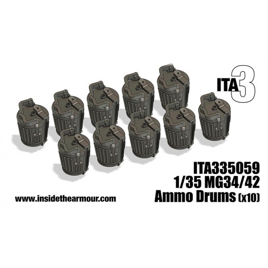 1/35 WWII German MG34/MG42 50 Round Ammo Drums (10pcs)