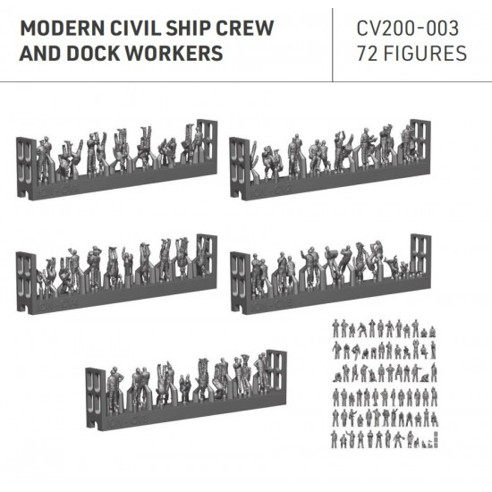 1/200 Modern Commercial Civil Ship Crews and Dock Workers (71 figures)