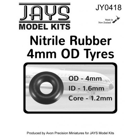 Nitrile Rubber Tyres (OD 4mm, ID 1.6mm, CD 1.2mm, 6pcs) for Small Scale Aircraft