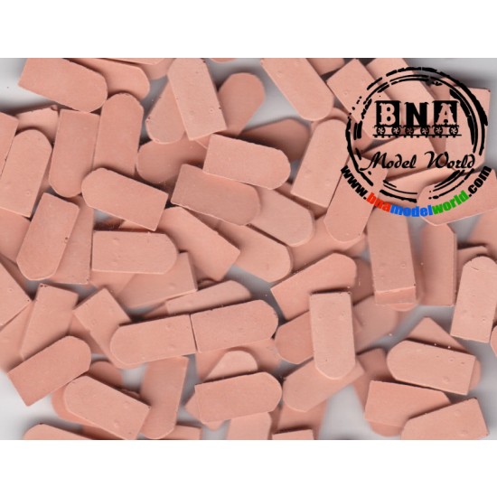 1/35, 1/32 Roof Tiles Flat Bricks Round Style - Old Brick-Red (Ceramic) 500pcs