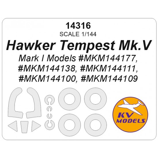 1/144 EU Hawker Tempest Mk.V Canopies and Wheels Masks for Mark I Models