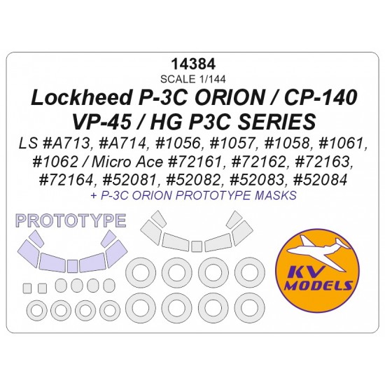 1/144 Lockheed P-3C Orion/CP-140/VP-45/HG P3C Masking for LS/Micro Ace kits