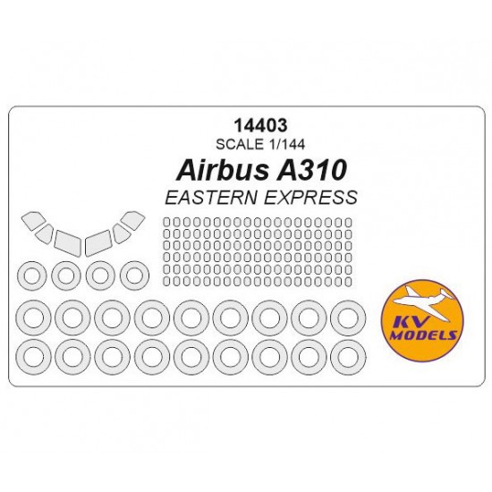 1/144 Airbus A310 Passenger Windows and Wheels Masks for Eastern Express kits