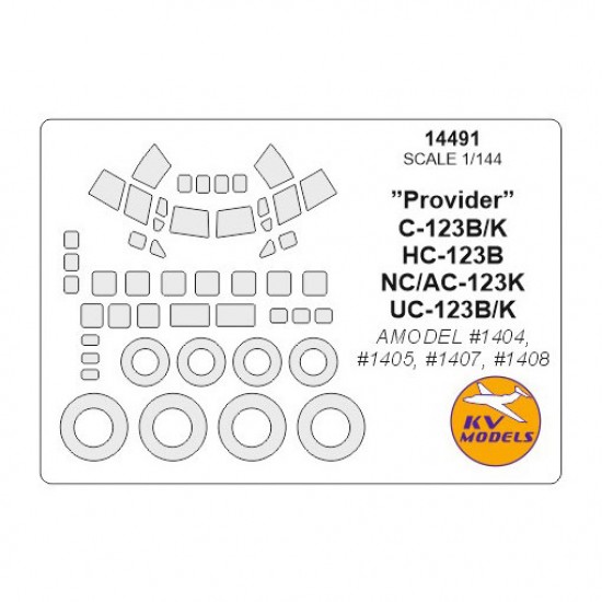 1/144 Provider C-123B/K/HC-123B/NC/AC-123K/UC-123B/K Masks for Amodel #1404/1405/1407