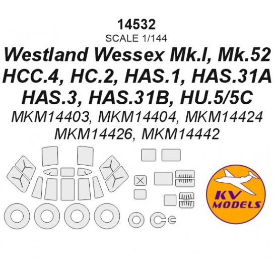 1/144 Westland Wessex Mk.I/52, HCC.4, HC.2, HAS.1/31A/3/31B, HU.5/5C Paint Masking 