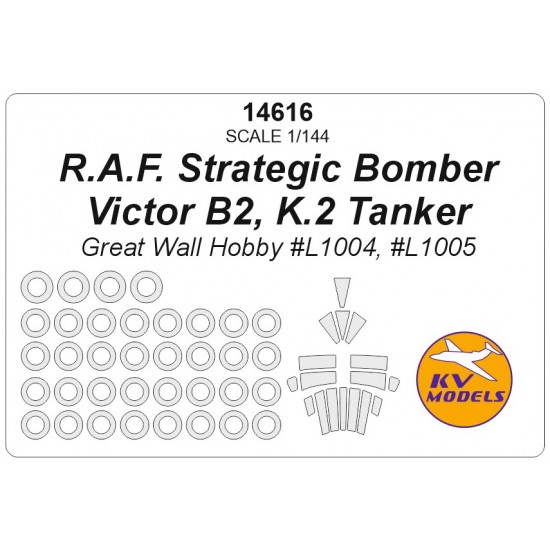 1/144 RAF Strategic Bomber Victor B2, K.2 Tanker Masks for Great Wall Hobby w/Wheels Mask