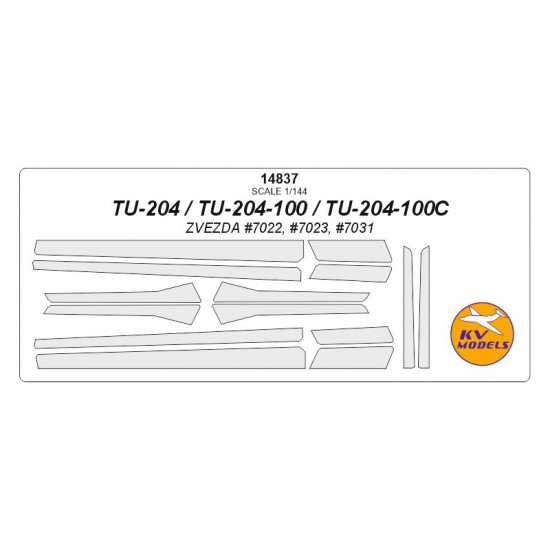 1/144 Tupolev Tu-204-100, Tu-204-100C Masks for Zvezda #7022, #7023, #7031