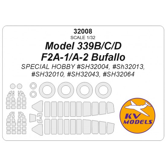 1/32 EU Model 339B/C/D / F2A-1/A-2 Bufallo Canopies n Wheels Masks for Special Hobby