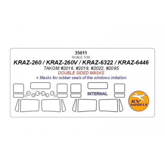 1/35 KRAZ-260/260V/6322/6446 Double-sided Masking for Takom #2016/2019/2022/2095