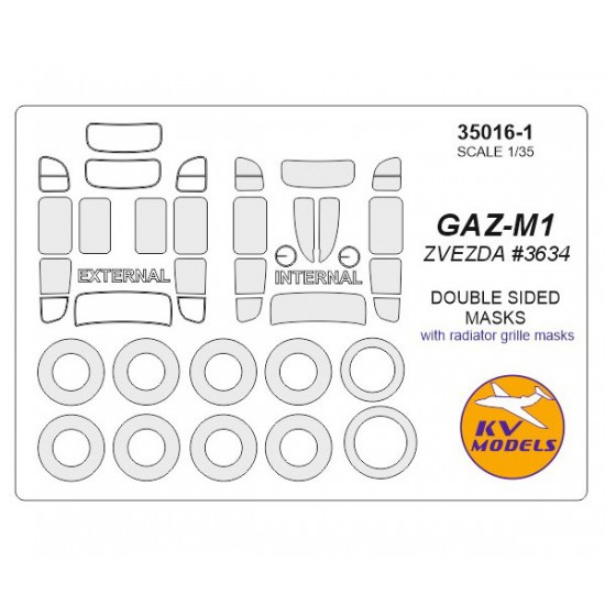 1/35 GAZ-M1 Double-sided Wheels Masks for Zvezda kits