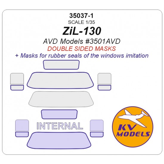 1/35 RU ZiL-130 Window Masks for AVD Models #72215 #72156 (double-side)