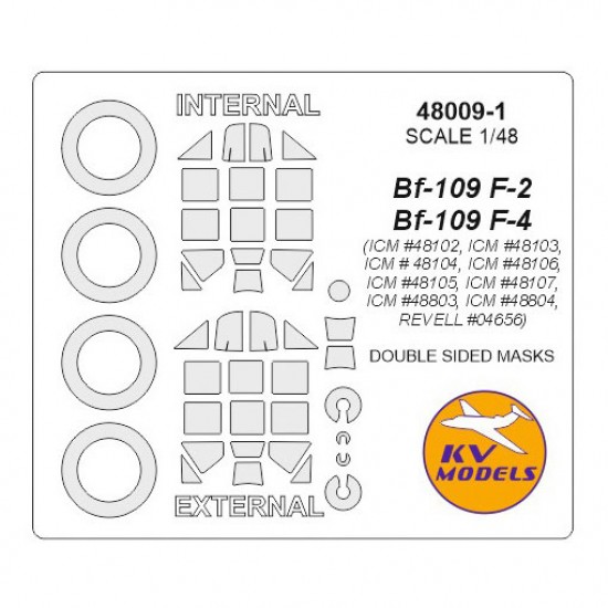 1/48 Bf-109F-2/F-4/R-3/R-6 Double-sided Masking for ICM /Revell #04656