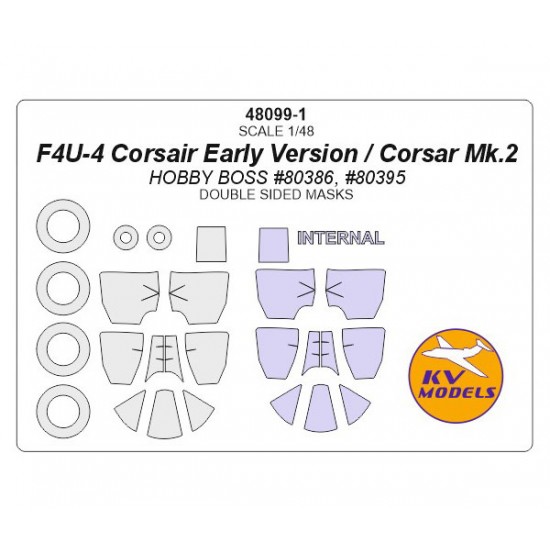 1/48 F4U-4 Corsair Early Version/Corsair Mk.2 Double-sided Masking for HobbyBoss