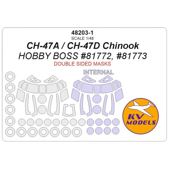 1/48 CH-47A / CH-47D Chinook Double-sided Masks for Hobby Boss #81772, #81773