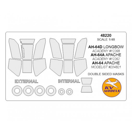 1/48 AH-64D Longbow/AH-64A Apache/AH-64 Apache Masking for Academy/Modelist kits