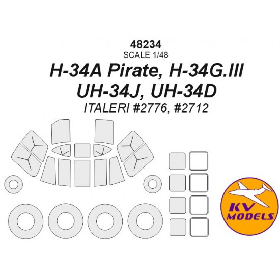 1/48 H-34A Pirate, H-34G.lll, UH-34J, UH-34D Paint Masking for Italeri #2776, #2712