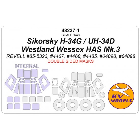 1/48 US Sikorsky H-34G / UH-34D / Westland Wessex HAS Mk.3 Masks for Revell