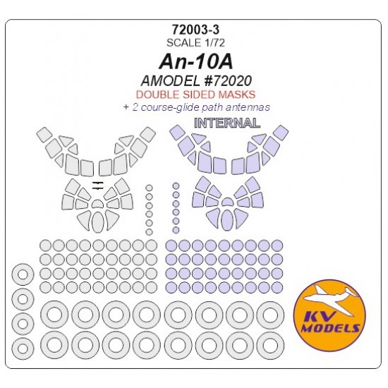 1/72 An-10A Double sided Masking w/Wheel Masks for Amodel #72020