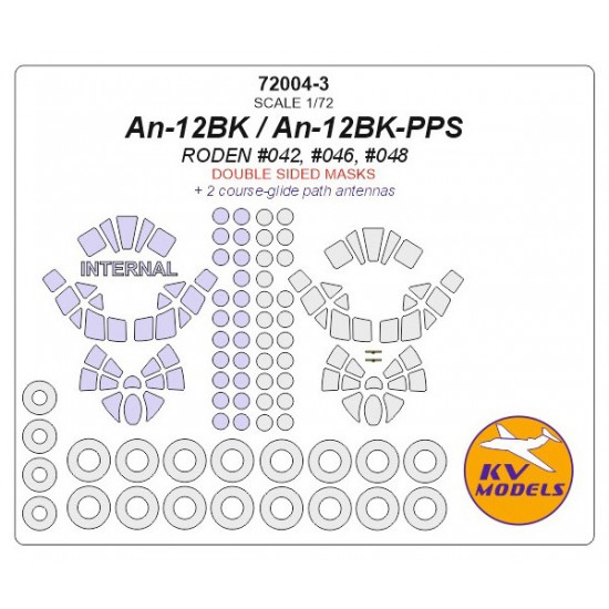 1/72 An-12BK/An-12BK-PPS Double sided Masking w/Wheel Masks for Roden #042, #046, #048