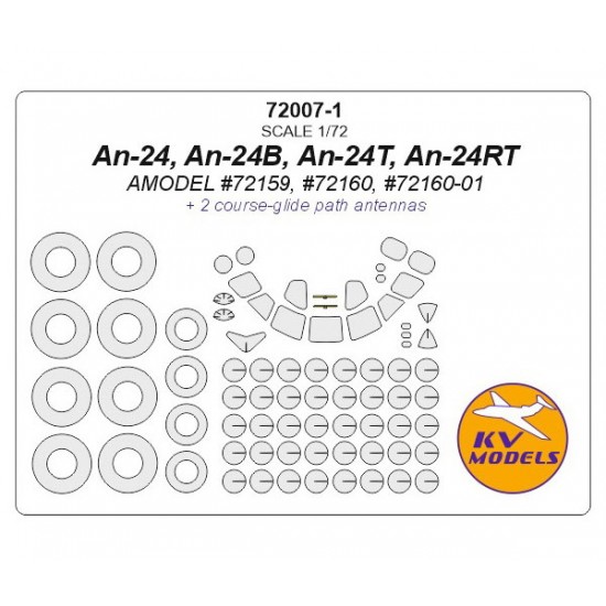 1/72 An-24/An-24T Masking w/Wheel Masks for Amodel #72159, #72160, #72160-01