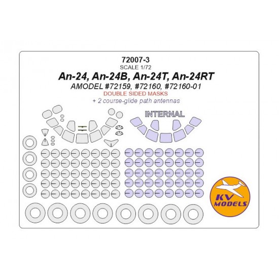 1/72 An-24/An-24T Double sided Masking w/Wheel Masks for Amodel kits