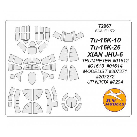 1/72 Tu-16K-10/26/XIAN JHU-6 Masking for Trumpeter /Modelist /Up Nikta 